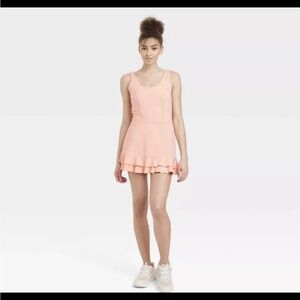 Joylab Peach Ruffle Active Dress with Built in Shorts and Pockets size XL EUC